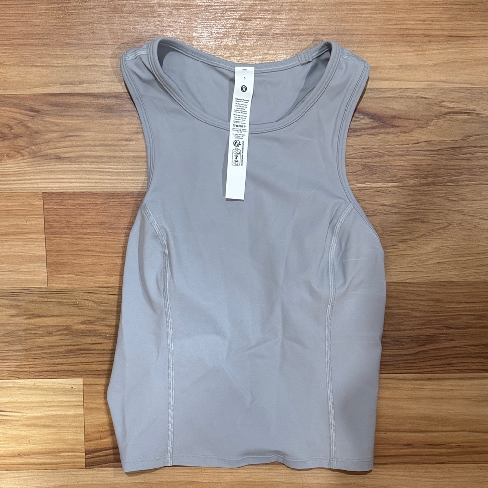 Lululemon Athletica Nulux Racerback Cropped Light Gray Tank Top NWT